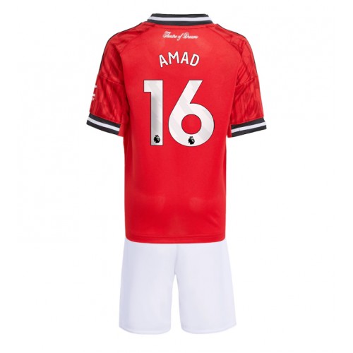 Fotbalové Dres Manchester United Amad Diallo #16 Dětské Domácí 2025-26 Krátký Rukáv (+ trenýrky)